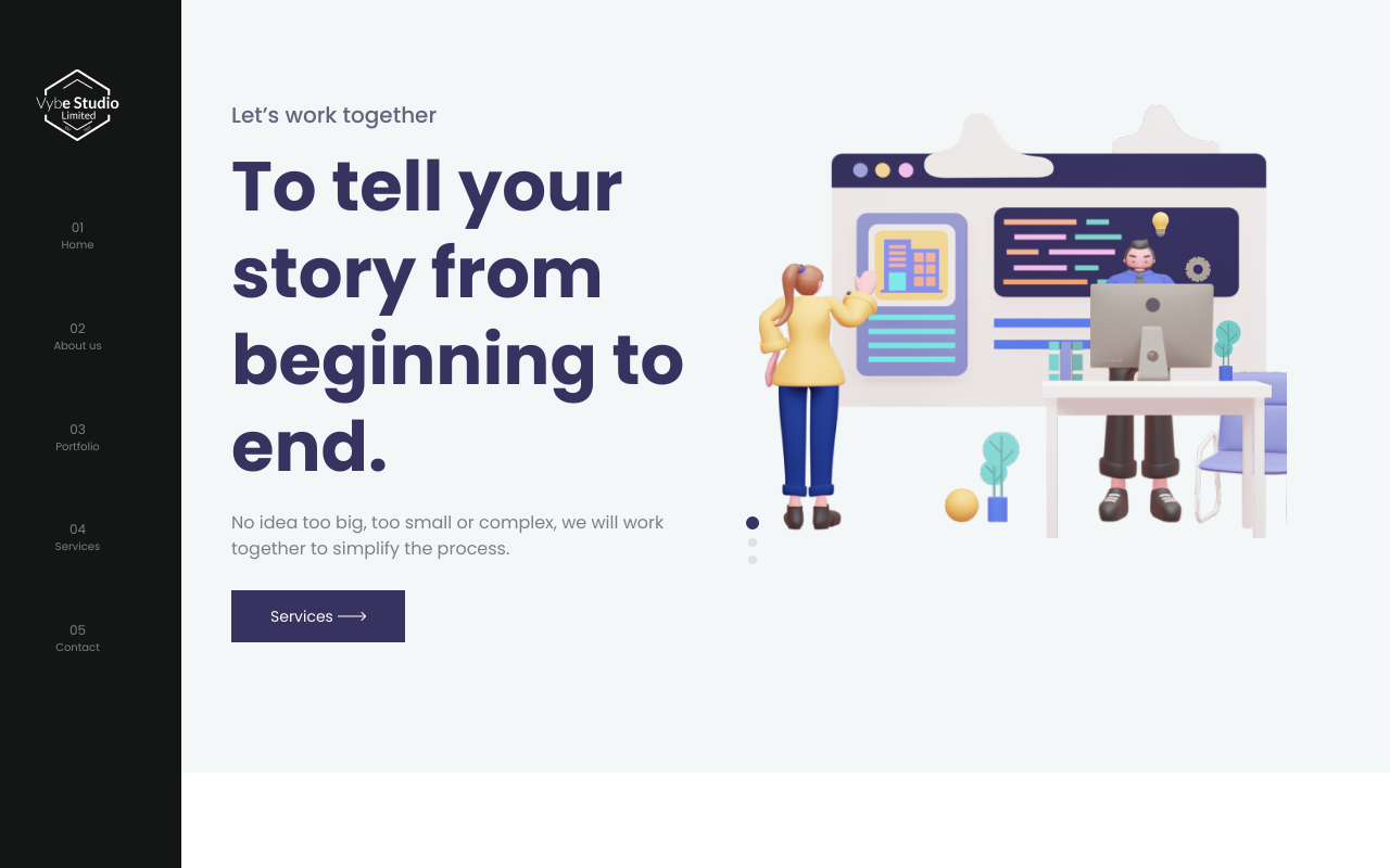 A mockup photo of a website